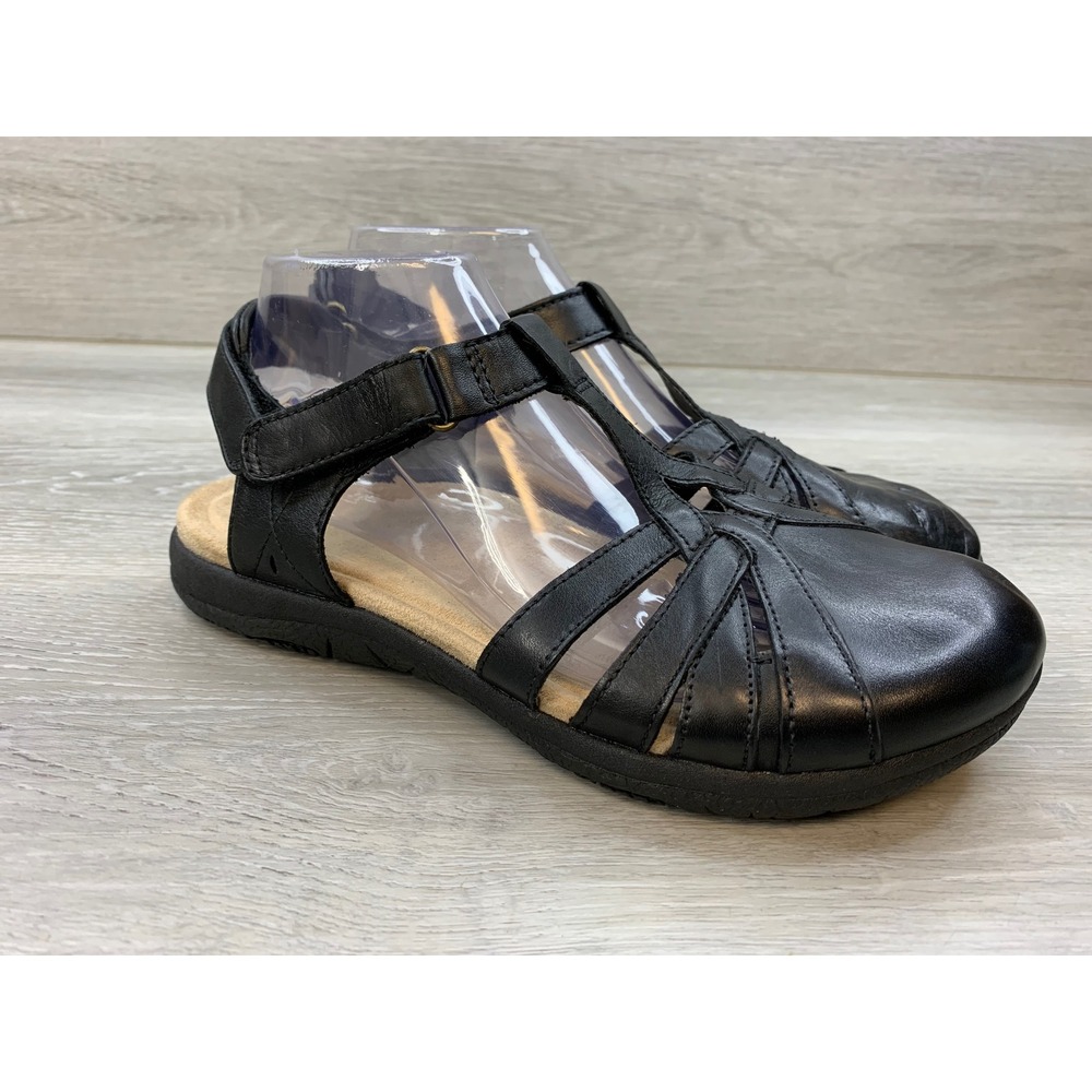 Earth Origins Savoy Sierra Black Leather Fisherman Sandals Women's 9 W Shoes